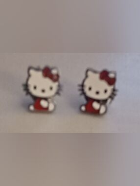 Hello Kitty Red and White Kids Charm Stud Earrings